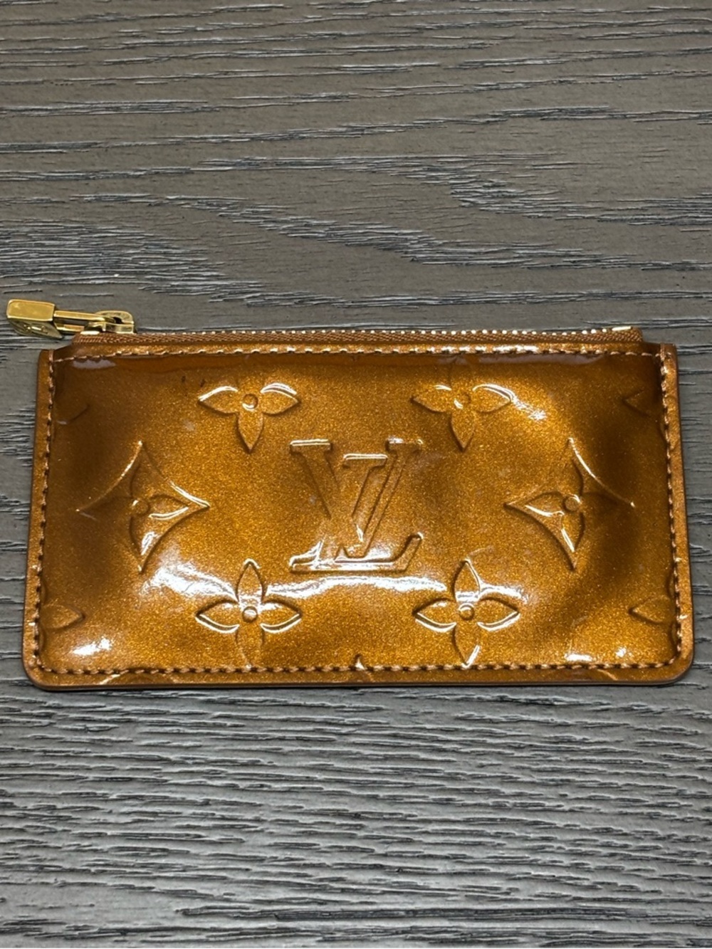 Louis Vuitton Vernis Pochette Cles Bronze Key Pouch Coin Card Holder w/ Box - Picture 4 of 12